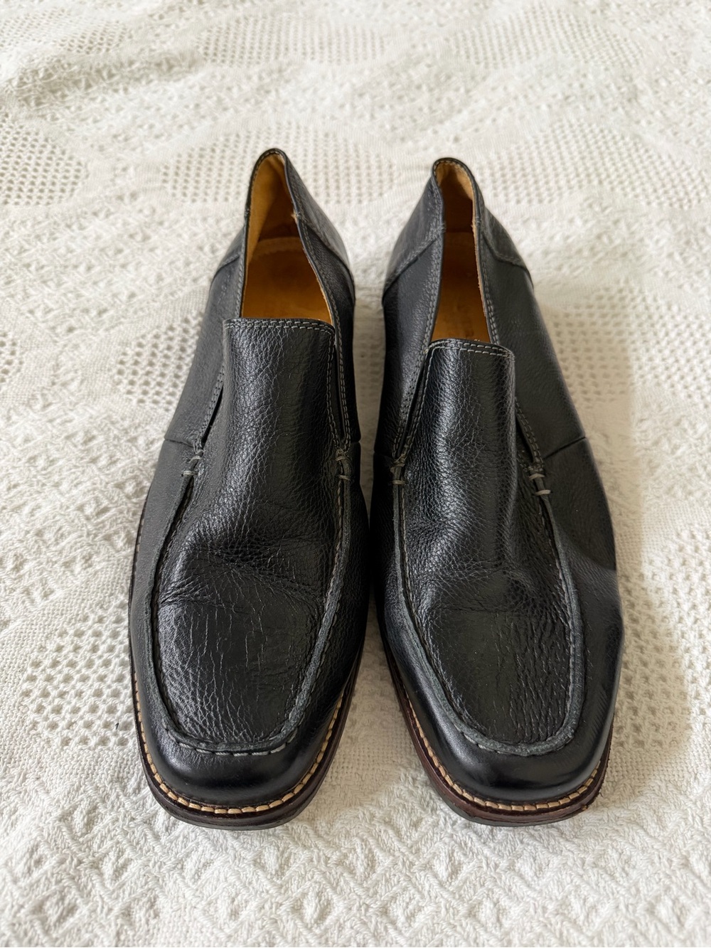 Sandro Black Leather Slip-On Loafers